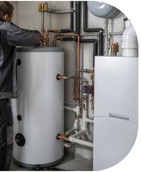 Монтаж бойлера косвенного нагрева для частного дома в Кунгуре